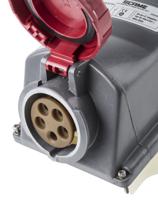 4021687 Scame IP67 Red Panel Mount 3P + N + E Right Angle Industrial Power Socket, Rated At 16A, 415 V