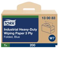130083 Tork Industrial Heavy-Duty Wiping Rolled Blue Paper Towel, 324 x 385mm, 3-Ply, 200 Sheets