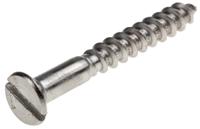 483-2930 RS PRO Slot Countersunk Stainless Steel Wood Screw, A2 304, No. 10 Thread, 40mm Length