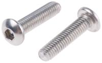 232-8164 RS PRO Stainless Steel Hex Socket Button Screw, ISO 7380, M3 x 12mm