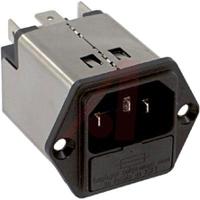 520010231 Schurter 10A, 250 V ac Male Panel Mount Filtered IEC Connector 5200.1023.1, Quick Connect 1 Fuse