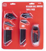 541-7324 RS PRO 33 piece L Shape Imperial, Metric Hex Key Set, 1.5 → 10mm