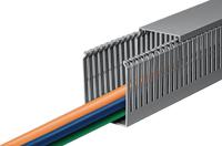 184-10178-htwd-pn-100x60-pvc-gy HellermannTyton HTWD-PN Grey Slotted Panel Trunking - Narrow Slot, W100 mm x D60mm, L2m, PVC