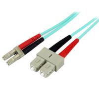 a50fblcsc1 StarTech.com LC to SC Duplex Multi Mode OM3 Fibre Optic Cable, 3mm, Light Blue, 1m