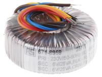 173-0175 RS PRO 230V ac, 2 x 6V ac Toroidal Transformer, 50VA 2 Output