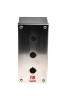 161-1523 RS PRO Stainless Steel Push Button Enclosure - 3 Hole 22mm Diameter