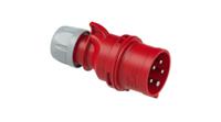 7025-6 PC Electric, SHARK IP44 Red, White Screw Mount 5 Connector Plug, Rated At 32A, 400 V