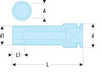 nsb19 Facom 19mm, 1/2 in Drive Impact Socket, 80 mm length