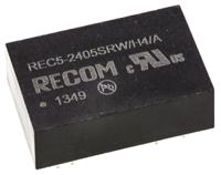 rec5-2405srwh4a Recom REC5 DC-DC Converter, 5V dc/ 1A Output, 18 → 36 V dc Input, 5W, Through Hole, +75°C Max Temp -25°C Min Temp
