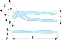 484a Facom Water Pump Pliers, 240 mm Overall, Straight Tip, 60mm Jaw