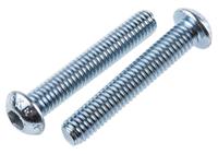 491-5316 RS PRO Bright Zinc Plated Steel Hex Socket Button Screw, ISO 7380, M6 x 35mm