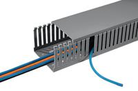 185-45010-htwd-pd-50x100-pvc-gy HellermannTyton HTWD-PD Grey Slotted Panel Trunking - Open Slot, W50 mm x D100mm, L2m, PVC