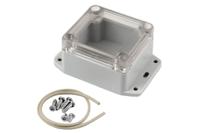 rp1020bfc Hammond RP Series Light Grey Polycarbonate General Purpose Enclosure, IP65, Flanged, Clear Lid, 65 x 60 x 40mm