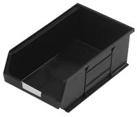 909-6918 RS PRO PP Storage Bin, 350mm x 205mm x 132mm, Black