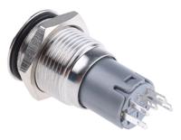 811-8443 RS PRO Illuminated Push Button Switch, Momentary, Panel Mount, 16mm Cutout, SPDT, Green LED, 250V ac, IP65, IP67