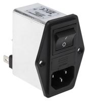 fn284-4-06 Schaffner 4A, 250 V ac Male Panel Mount IEC Filter 2 Pole FN284-4-06, Faston 2 Fuse