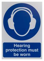 146-448 RS PRO Polypropylene Mandatory Ear Protection Sign With English Text