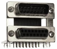 189-015-413r571 Norcomp 189 15 Way Right Angle Through Hole D-sub Connector Male/Female, 2.769mm Pitch, with 4-40 Hex Standoff, Fork