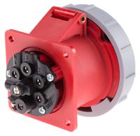 4183267-7 Scame, Optima IP67 Red Panel Mount 6P + E Industrial Power Socket, Rated At 32A, 415 V