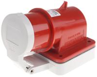 400 MENNEKES IP44 Red Panel Mount 3P + N + E Right Angle Industrial Power Plug, Rated At 16A,  V