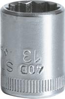 01030013 STAHLWILLE 1/4 in Drive 13mm Standard Socket, 12 point, 23 mm Overall Length