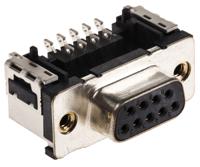 154236 Provertha TMC 9 Way Right Angle SMT D-sub Connector Socket, 2.74mm Pitch, with 4-40 UNC Inserts