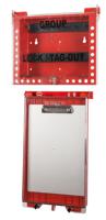 26-grouplb-redpermit-display-station Brady Red 27-Lock Plastic Group Lockout & Permit Control, 11.94mm Shackle