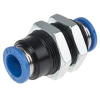 qss-10 Festo QSS Series Bulkhead Tube-to-Tube Adaptor, Push In 10 mm to Push In 10 mm, Tube-to-Tube Connection Style, 153160