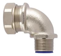 ltp25-m25-c90 Flexicon 90° Elbow, Conduit Fitting, 25mm Nominal Size, M25, Nickel Plated Brass IP66, IP67, IP68, IP69K rating