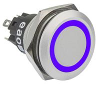 82-65511123 EAO 82 Series Illuminated Push Button Switch, Momentary, Panel Mount, 22.3mm Cutout, SPDT, Blue LED, 240V, IP65, IP67