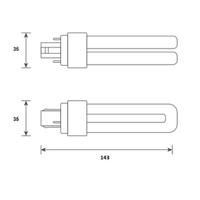 146744 LED PL Glass G24d 5W (13W)680lm830 EM+AC