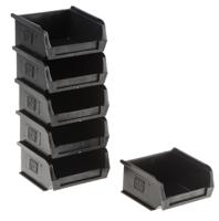 909-6902 RS PRO PP Storage Bin, 90mm x 100mm x 50mm, Black