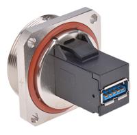 j60020a0004 Telegartner Straight, Panel Mount, Socket- Single Port Type A to A 3.0 IP68 USB Connector