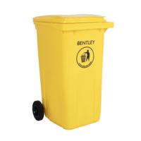 790-6879 RS PRO 240L Yellow Flip High Density Polyethylene Waste Bin