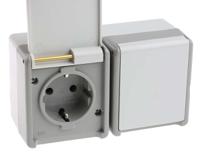 5ub4722 Siemens DELTA Grey 2 Gang Plug Socket, 16A, Type F - German Schuko, Outdoor Use