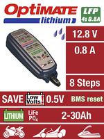 tm472 TecMate Optimate Lithium Battery Charger For LiFePO4 12 V 12V 0.8A with UK plug