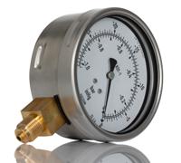 188-986 RS PRO G 3/8 Analogue Pressure Gauge 0bar Bottom Entry 100mm Outside Diameter