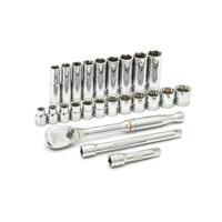 80559 GearWrench 24-Piece Metric 3/8 in Deep Socket/Standard Socket Set with Ratchet, 6 point; 12 point