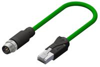 283-4983 RS PRO Male 4 way Straight M12 to Male 8 way RJ45 Actuator/Sensor Cable, 15 m