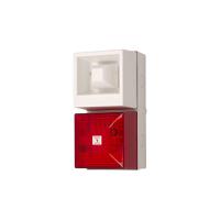 245255 Clifford & Snell YL40 Series Red Sounder Beacon, 230 V ac, IP65, Bulkhead, Flat Wall, 108dB at 1 Metre