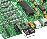 mikroe-1864 MikroElektronika MIKROE-1864, AlphaNum R Click 2 14 Segment Display Add On Board With TLC5926 x 2
