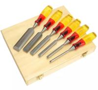 tm373s6 Irwin 6 Piece Steel Bevel Edge Chisel Set, 6.36 mm, 9.53 mm, 12.7 mm, 19.05 mm, 25.04 mm, 31.75 mm Blade Width