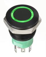 av9v0220000870k APEM Illuminated Push Button Switch, Momentary, Panel Mount, 19.2mm Cutout, DPDT, Green LED, 30V dc, IP67