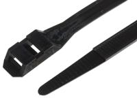 666-4679 RS PRO Cable Tie, Double Locking, 235mm x 9 mm, Black Nylon, Pk-100