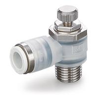 as2201fpg-01-06 SMC AS2 Series Threaded Pneumatic Silencer & Exhaust Restrictor Function Fitting, R 1/8 Inlet Port, 6mm Tube Inlet