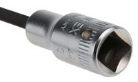 01050003 STAHLWILLE 1/4 in Drive Bit Socket, Hex Bit, 3mm, 55 mm Overall Length