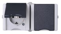 950656001 Kopp proAQA Grey 2 Gang Plug Socket, 2 Poles, 16A, Type F - German Schuko, Outdoor Use