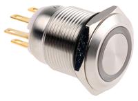 r19ffsspagrg24 EOZ Illuminated Push Button Switch, Momentary, Panel Mount, DPDT, Green LED, IP65