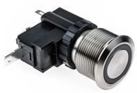 175-8213 RS PRO Illuminated Push Button Switch, Latching, Panel Mount, 22.2mm Cutout, SPST, White LED, 250 / 125V ac, IP67