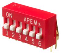 da06v Apem 6 Way Through Hole DIP Switch SPST, Raised Actuator